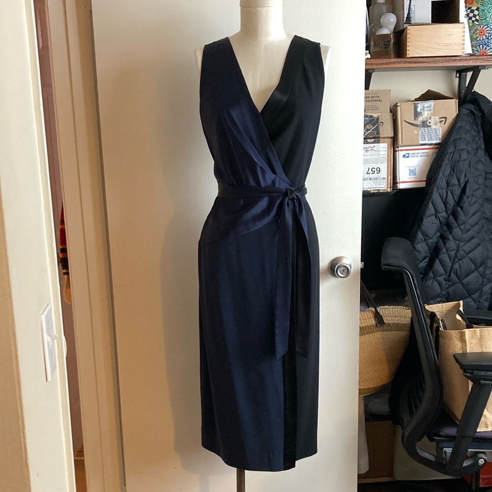 Elegant Navy Wrap Dress